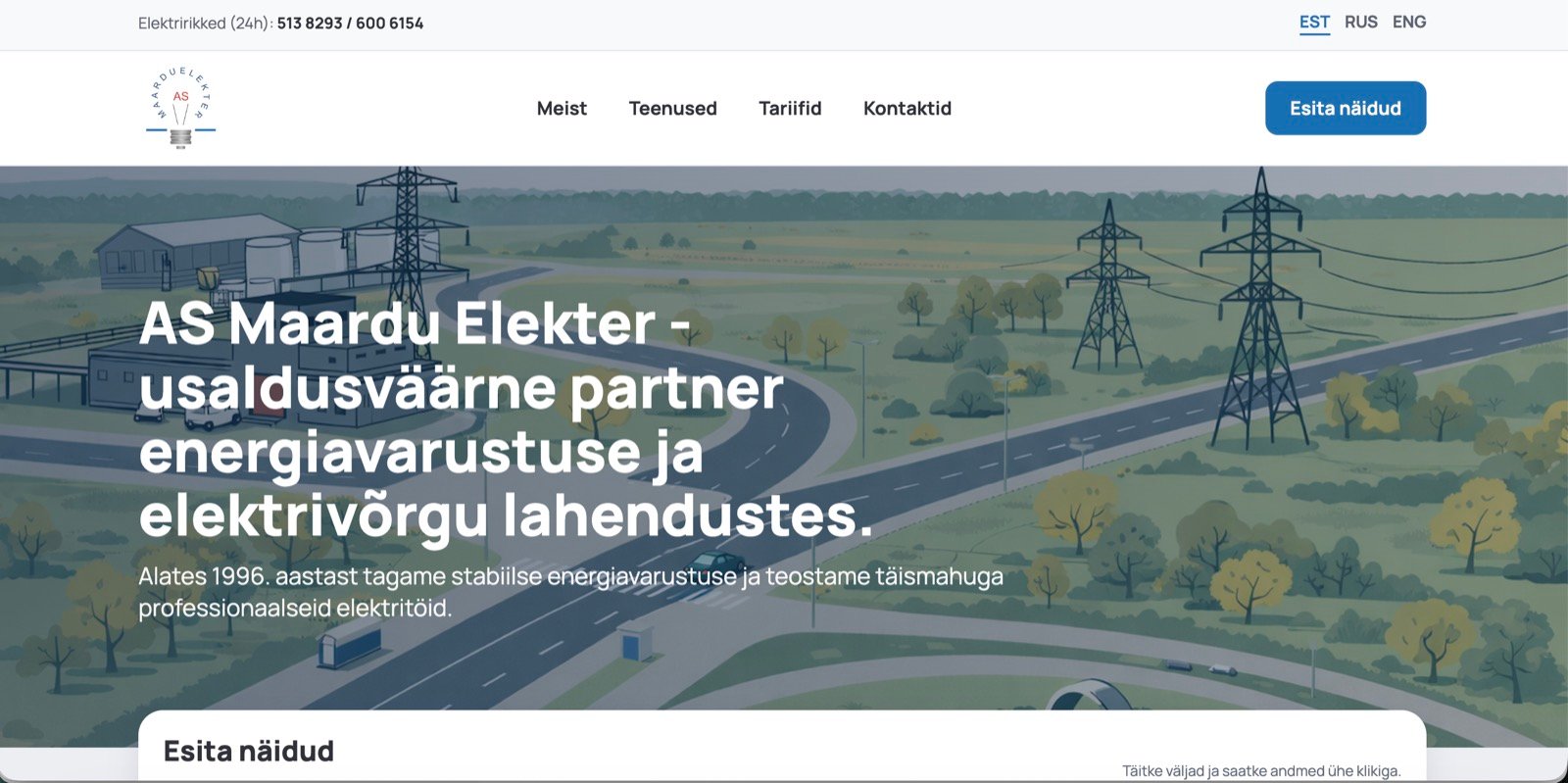 Maardu Elekter korporatiivne veebileht